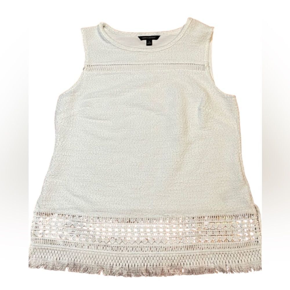 Banana Republic White Terry Tank Top with Lace